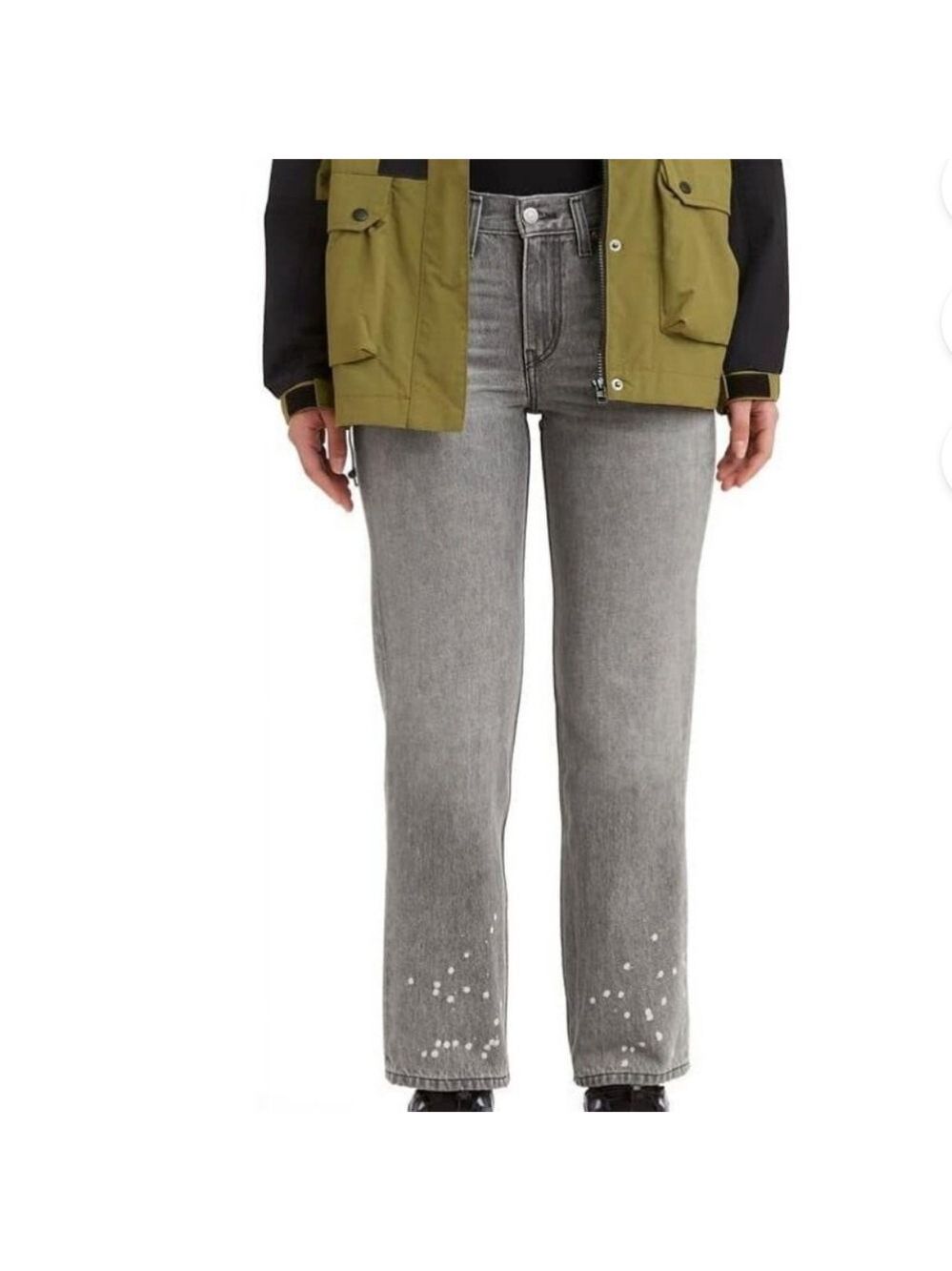 Levi's gray low pro straight paint splatter jeans size 27